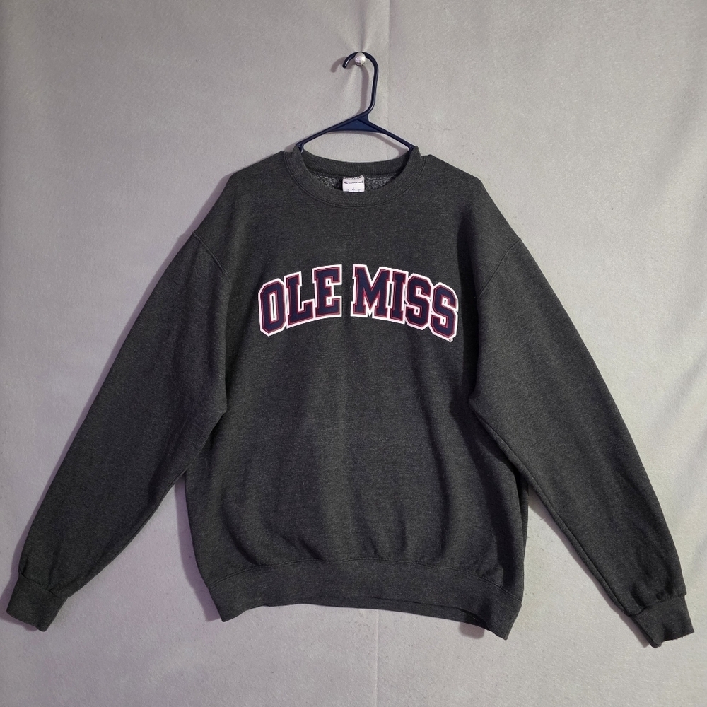 Champion Mens Ole Miss Rebels Embroidered Crewneck Sweater Size Large
